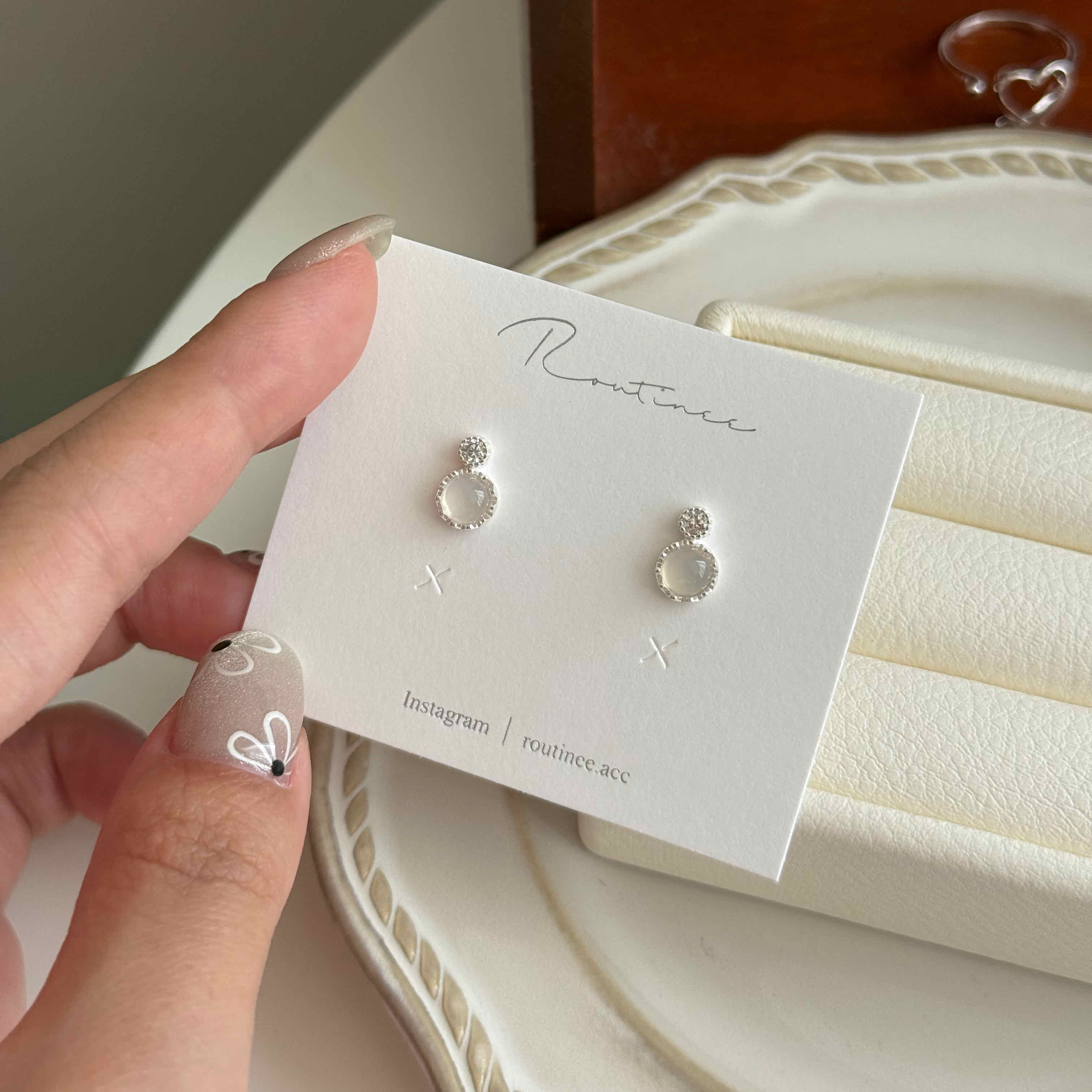 🇰🇷925 silver 晶透貓眼閃鑽耳環