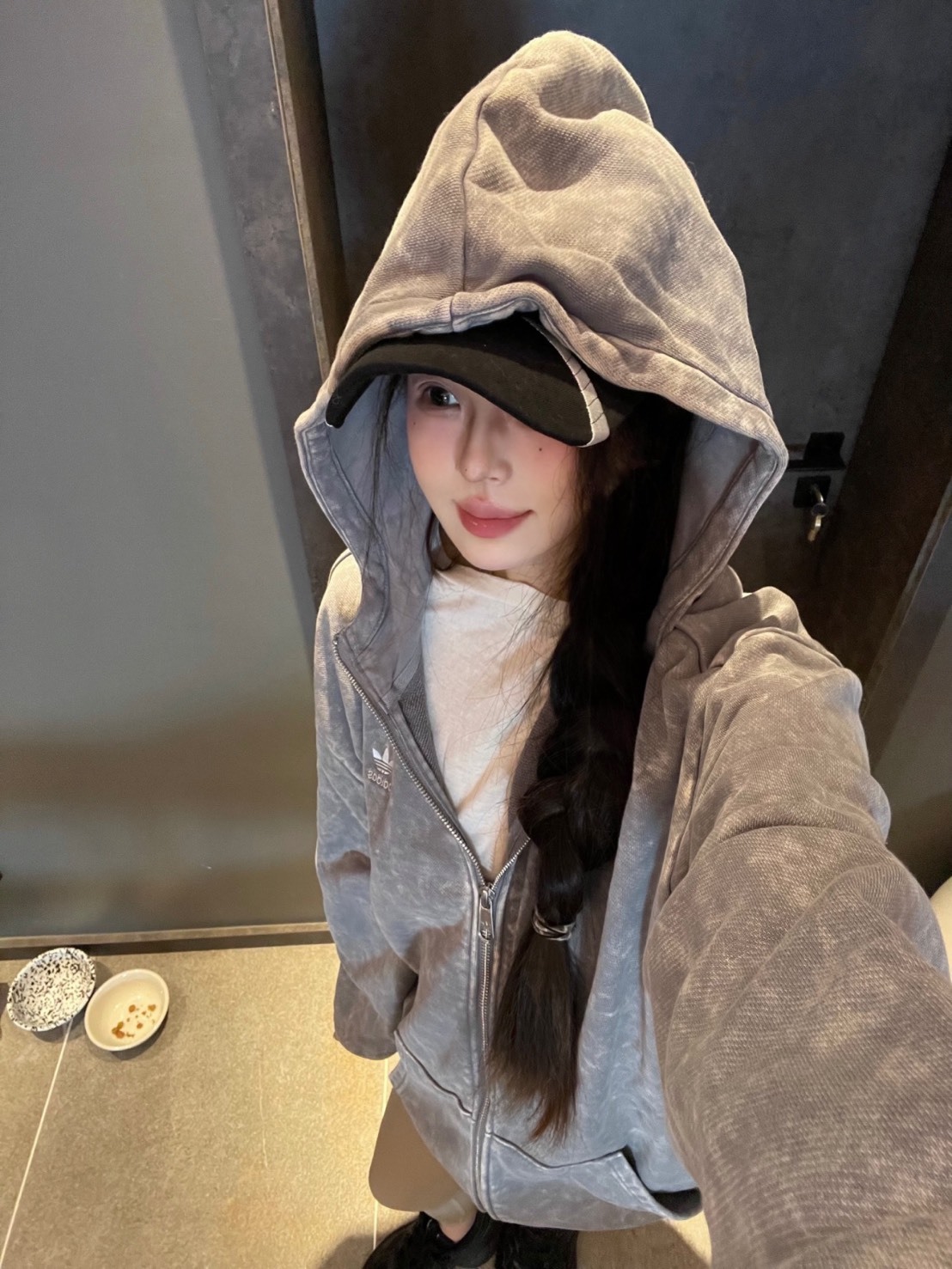 國外限定 ADIDAS 水洗連帽外套 復古灰