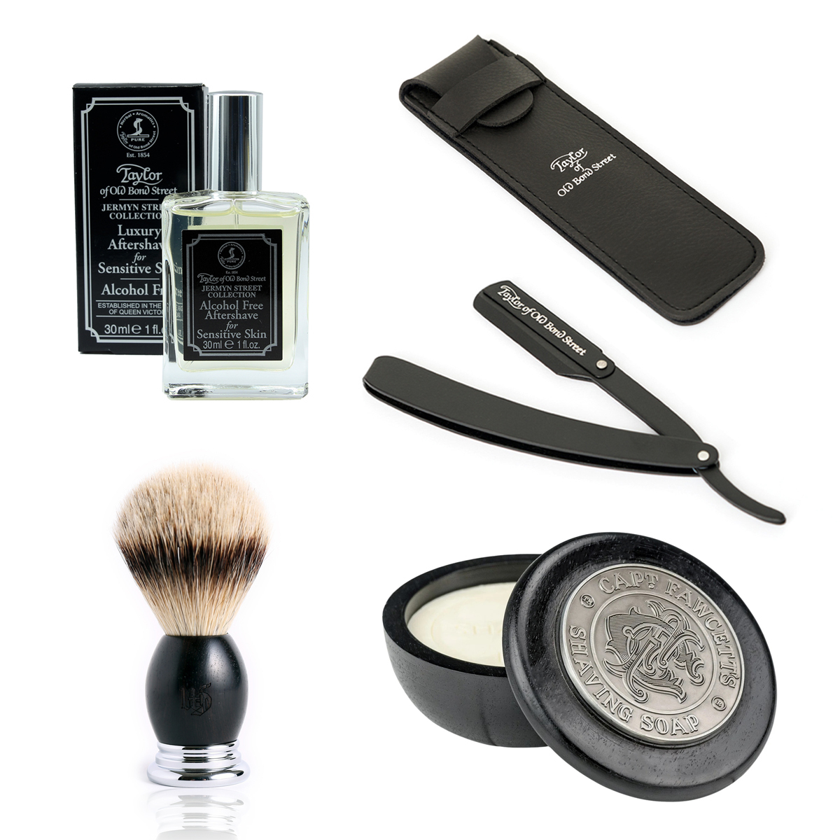 ★ 74折 ★ 英倫紳士 經典復古 直式剃刀 7件優惠組合（可換刀片）