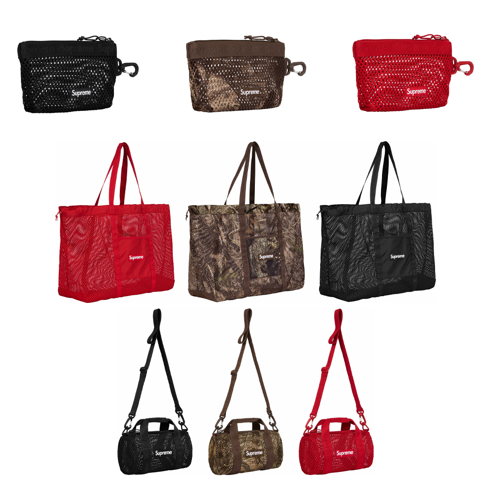 Supreme 2025ss Mesh Bag Mini  pouch / Tote bag / Duffle Bag 網眼 簍空 洞洞 迷你手袋 零錢包 托特包 行李袋 斜背包 圓筒包