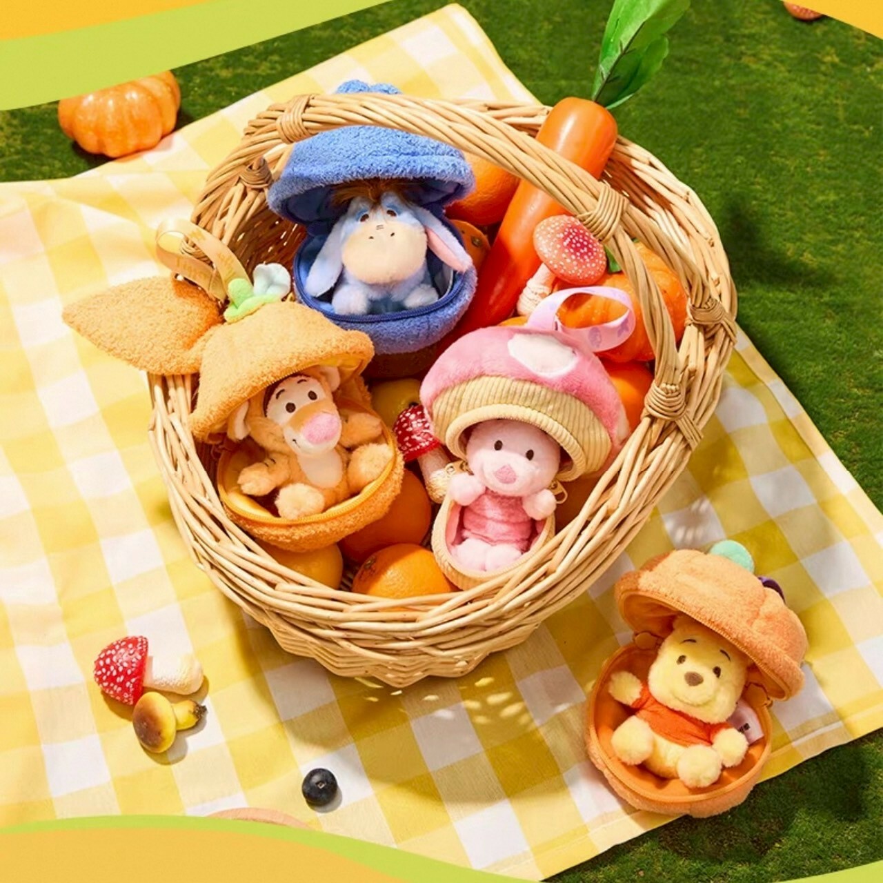 繽紛果蔬系列 小熊維尼 Winnie the Pooh 絨毛 鑰匙圈 吊飾 -上海迪士尼樂園