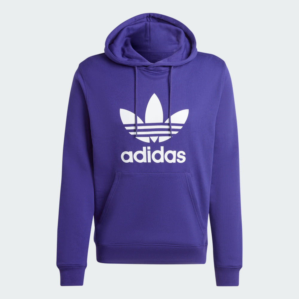 【 adidas TREFOIL HOODY 經典口袋帽TEE - 紫 】