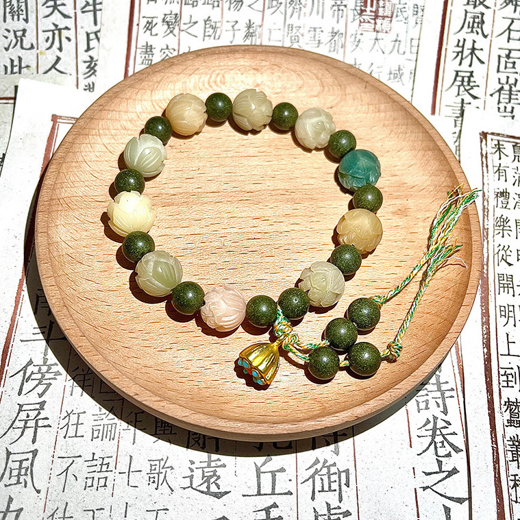 【中藥合香珠】財神蓮花菩提根手串天然藥香合香珠手串