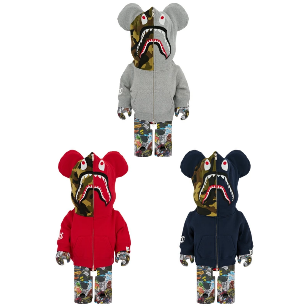 BAPE(R) LEGACY CAMO SHARK GRAY／RED／NAVY 100％ & 400％ / 1000% 3 PCS SET BE@RBRICK