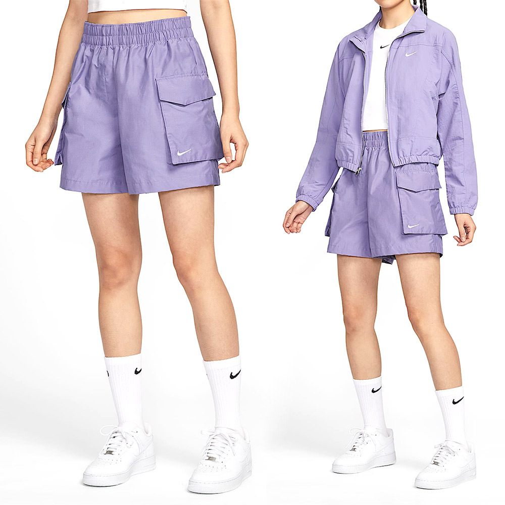 Nike ESSNTL WVN HR 5 CRGO 女款 紫色 高腰 工裝褲 休閒 寬鬆 短褲 HM6983-527