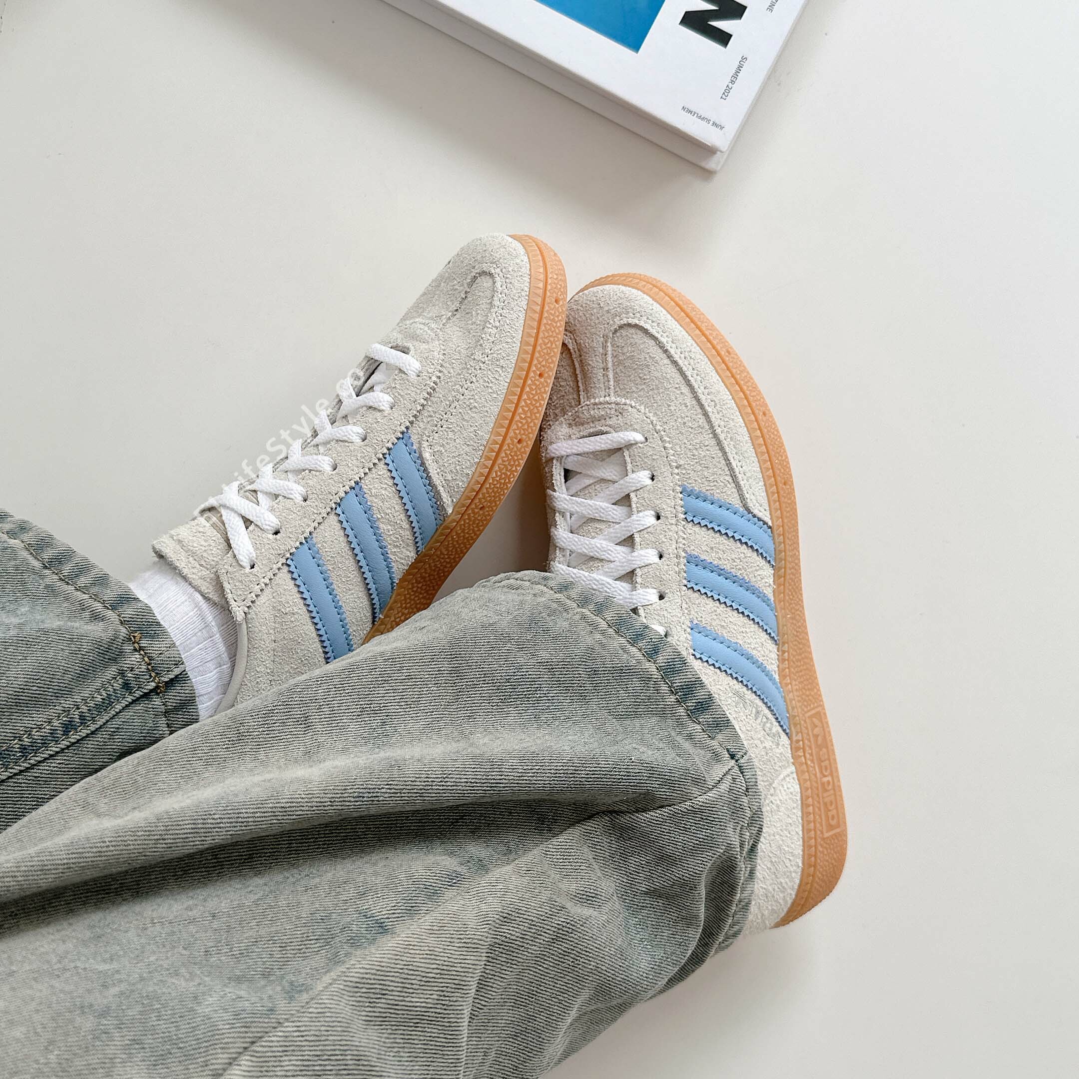 ADIDAS HANDBALL SPEZIAL 米灰寶寶藍 天空藍 焦糖底 女鞋 js0241  / 現+調