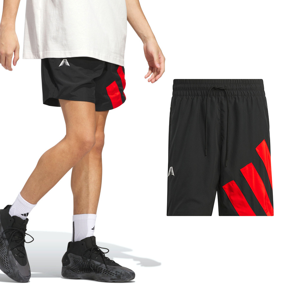 Adidas Anted Short 男款 黑紅色 經典 抽繩 輕鬆 運動 休閒 短褲 JC7847