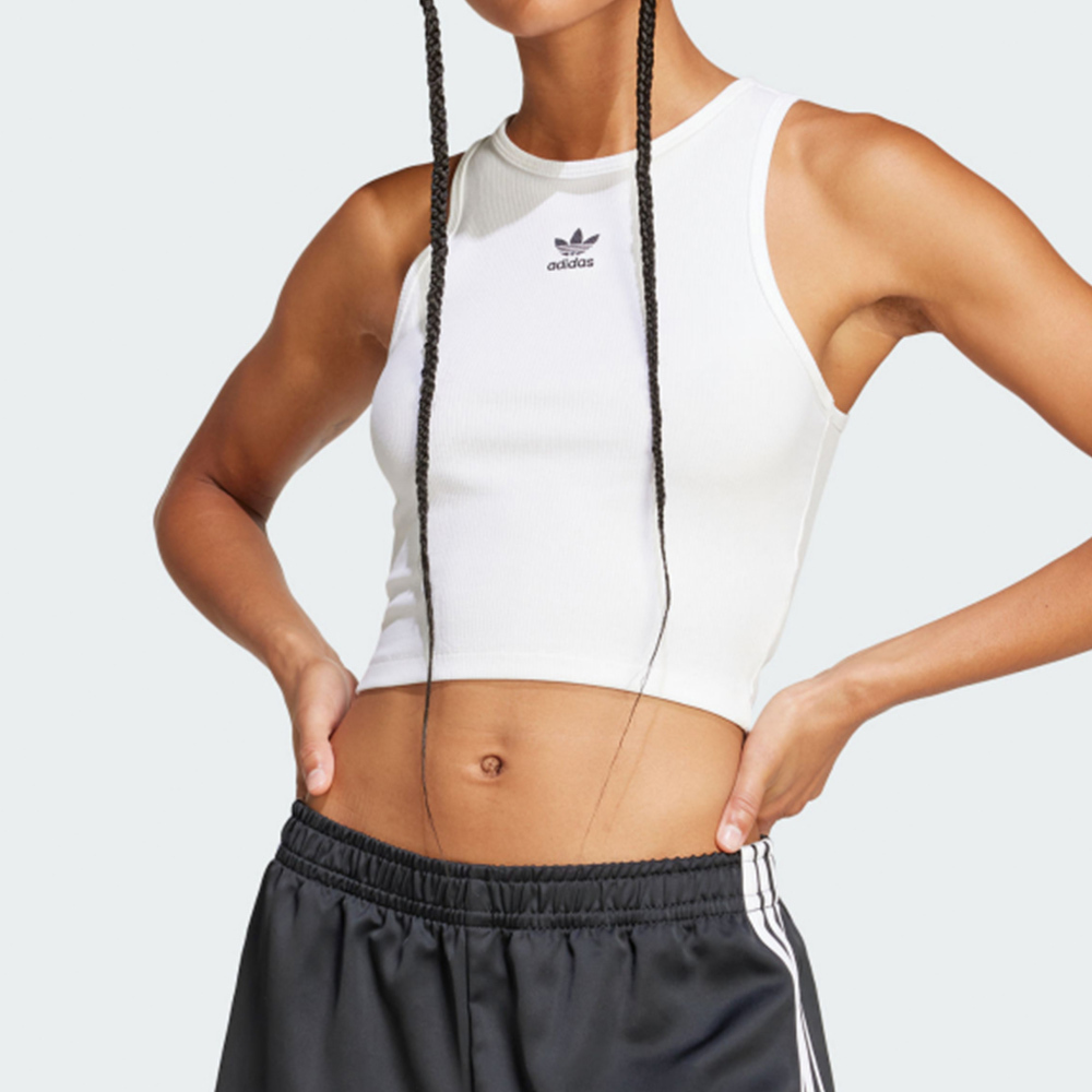 Adidas ESS RIB Tank 女款 白色 運動 休閒 慢跑 三葉草 亞規 修身 圓領 棉質 背心 JC9007