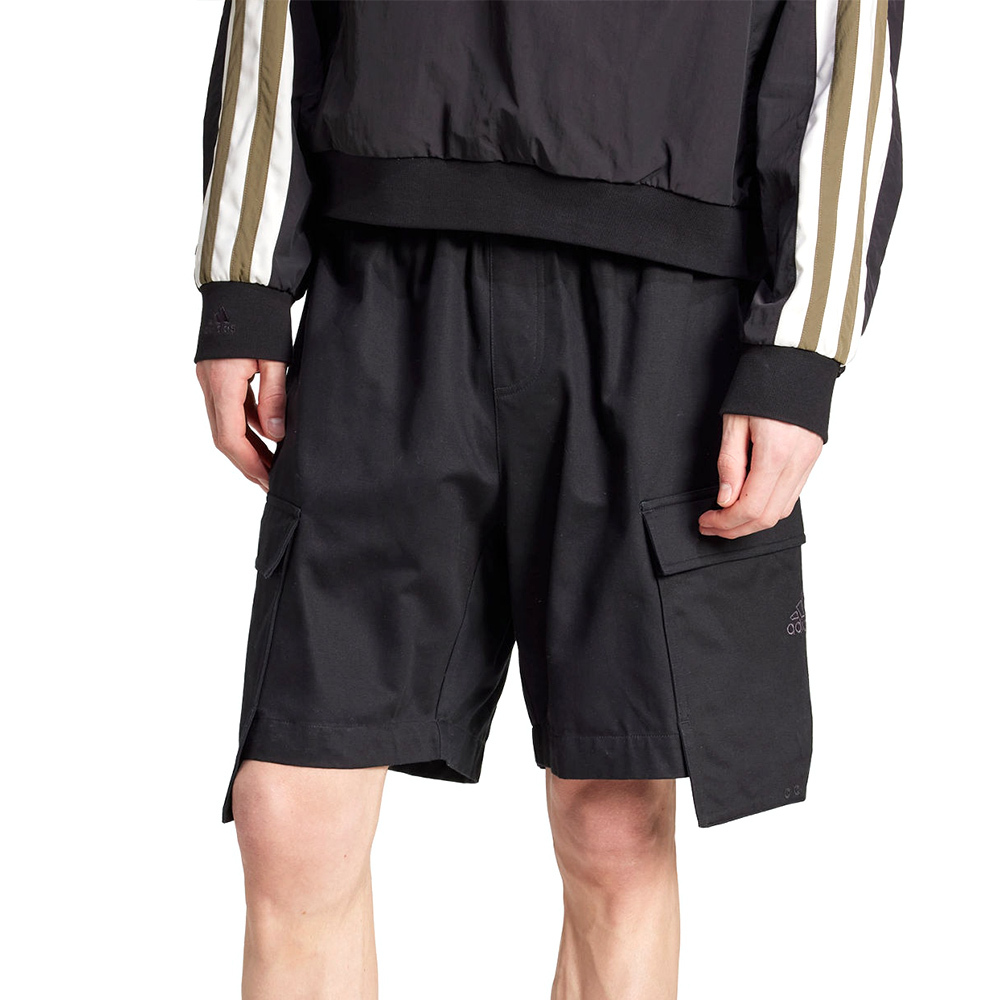 Adidas Utility Short 男款 黑色 工裝口袋 休閒 運動 腰部鬆緊 口袋 三葉草 短褲 JD5381
