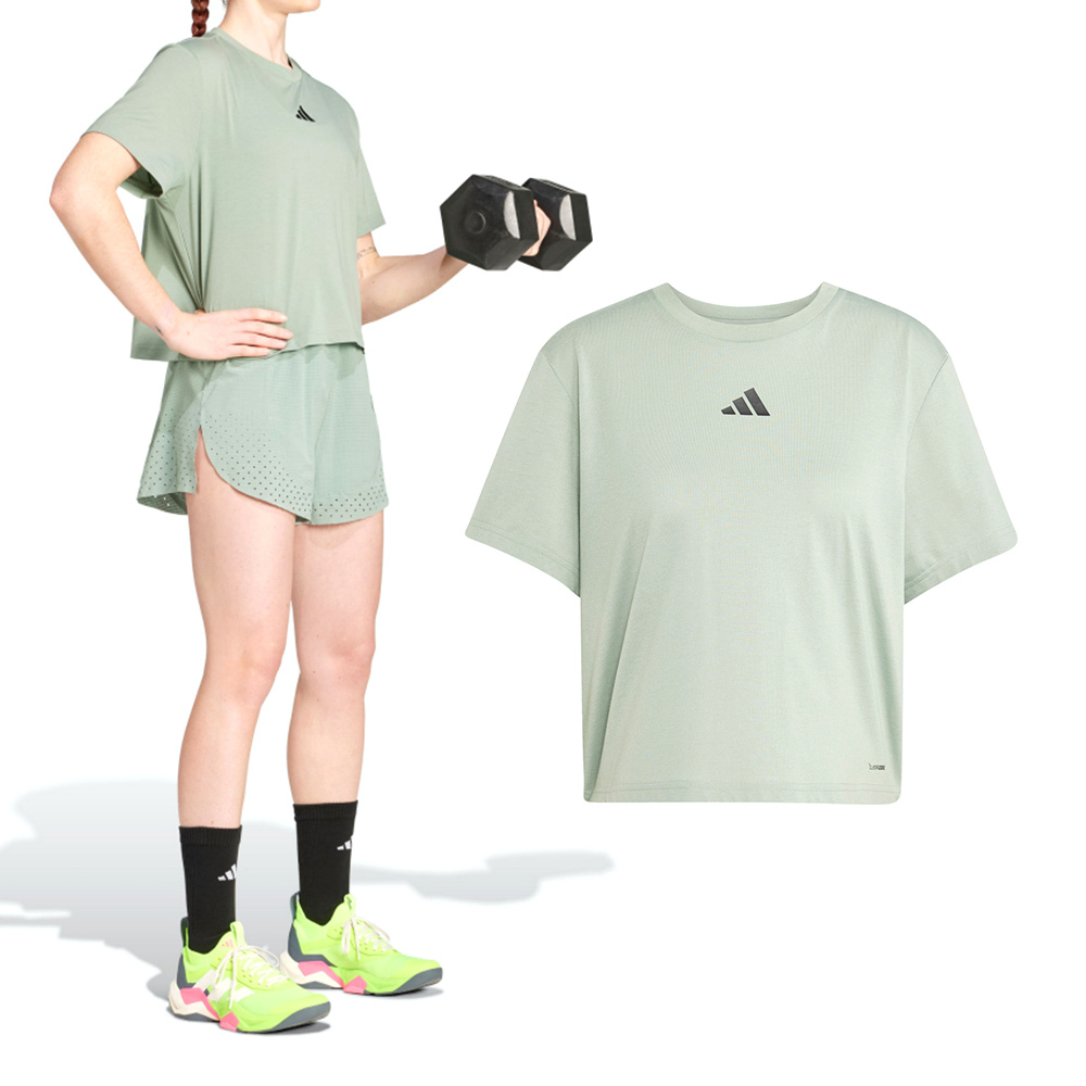 Adidas W HIIT G T 女款 綠色 運動 圓領 休閒 上衣 訓練 慢跑 寬鬆 短袖 JD8227