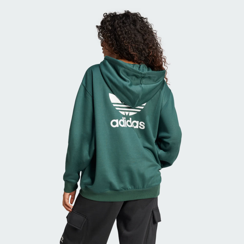 【 adidas TREFOIL HOODY 經典帽TEE - 綠 】