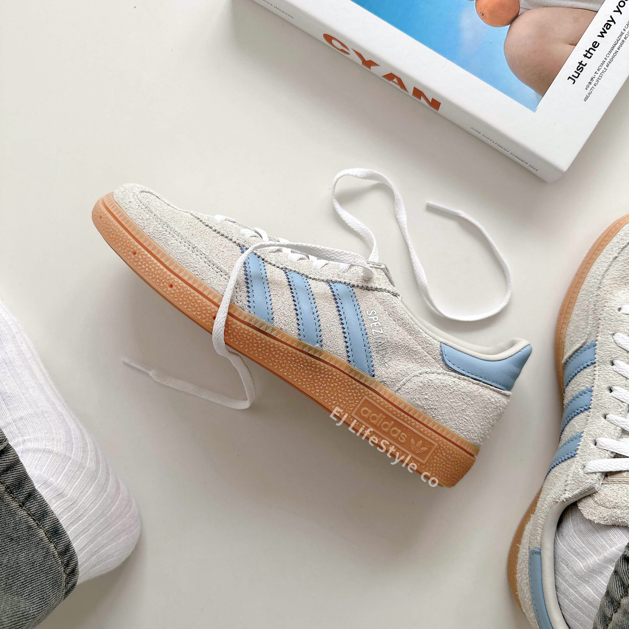 ADIDAS HANDBALL SPEZIAL 米灰寶寶藍 天空藍 焦糖底 女鞋 js0241  / 現+調