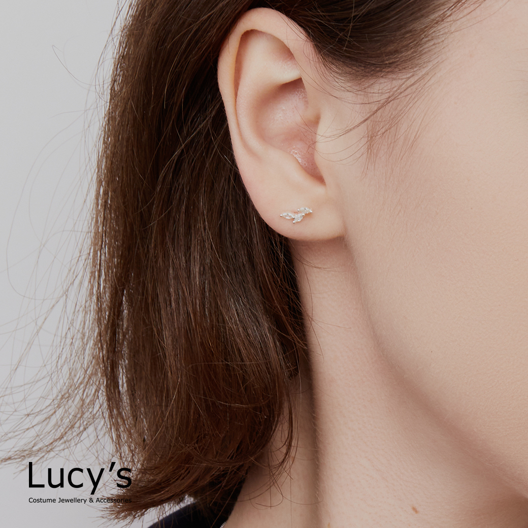 925純銀〔輕銀系列〕晶透落葉 耳環 (122413)