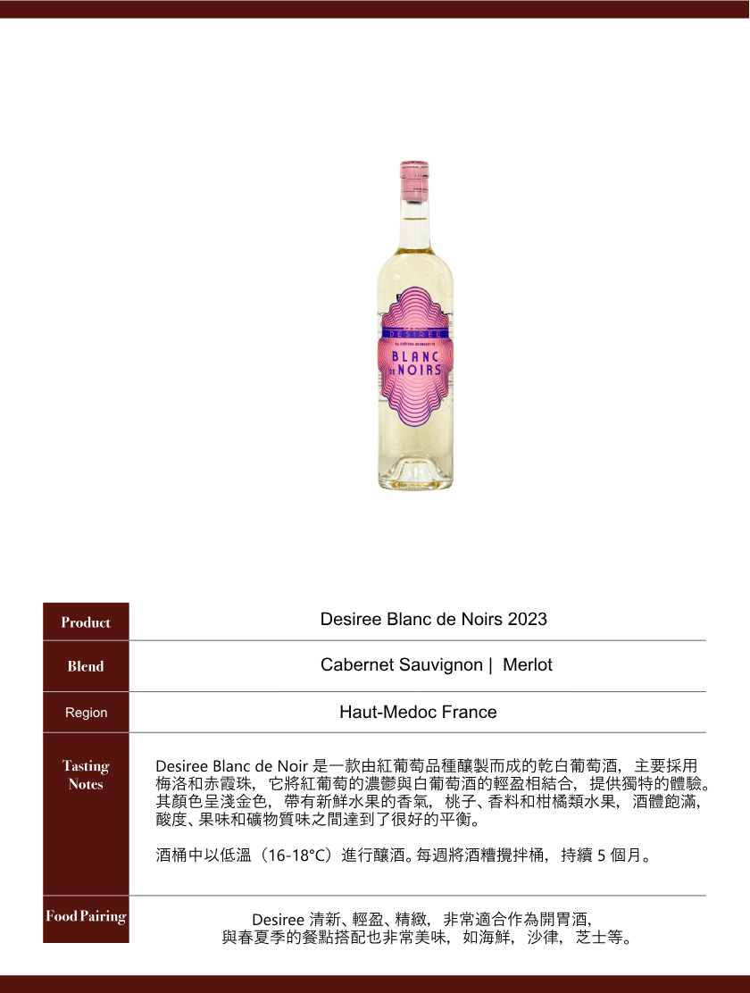 Desiree by Chateau Bernadotte Blanc De Noirs 2023 (750ml)