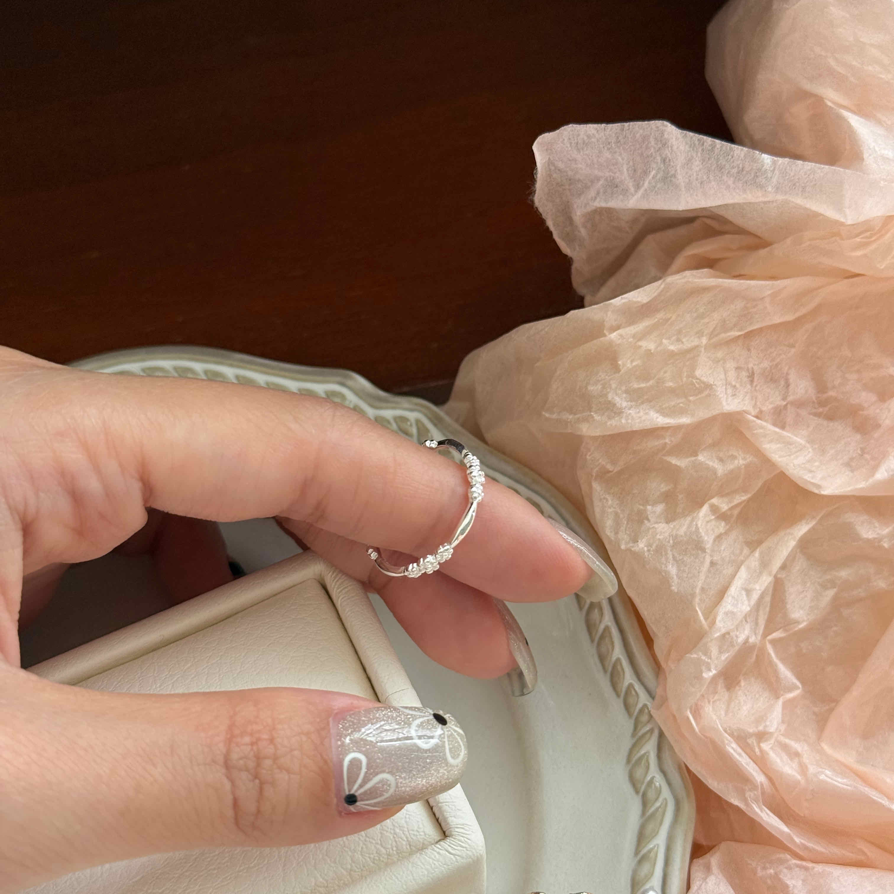 🇰🇷925 silver 春日小花花戒指