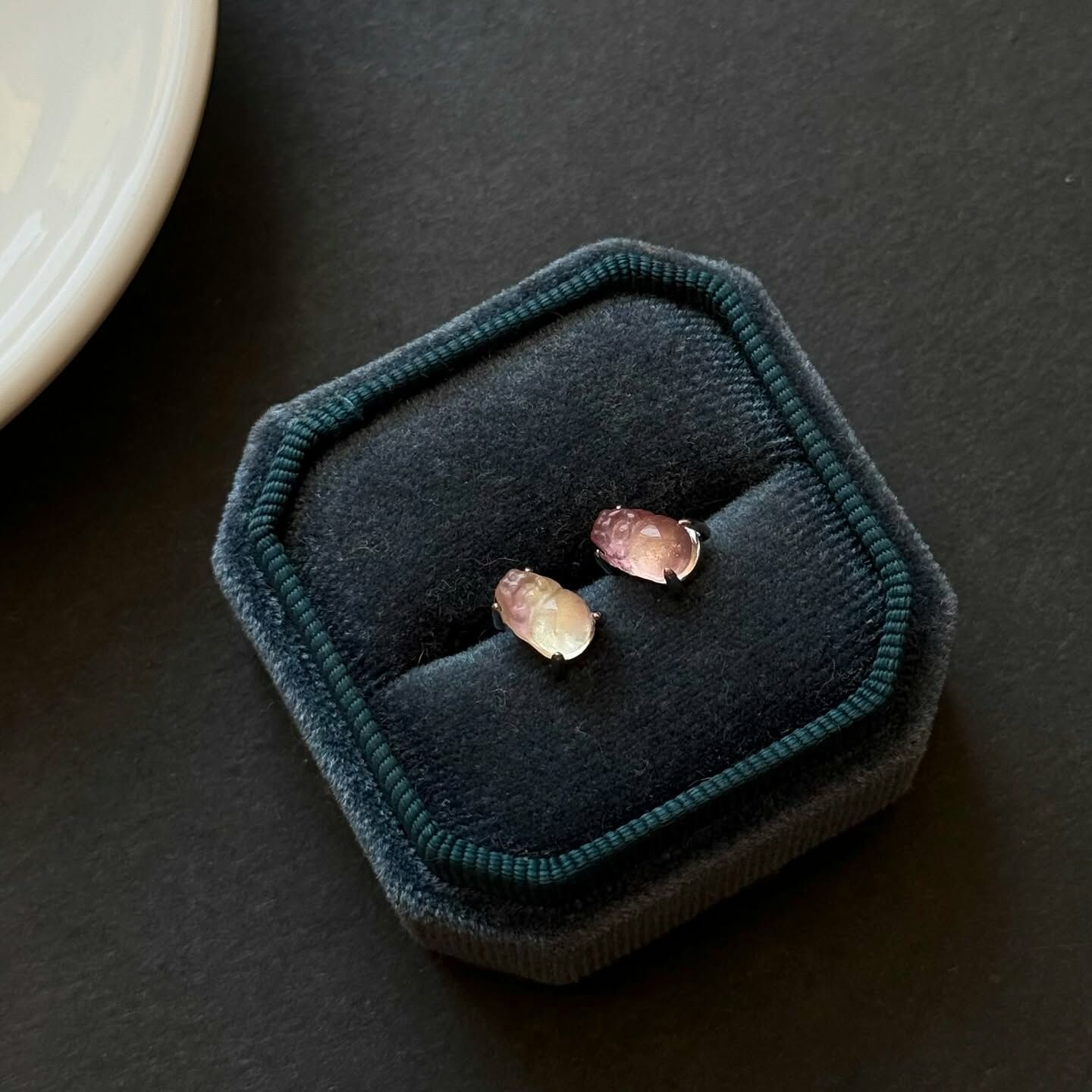 [原石] 螢石 招財貔貅 825銀耳環