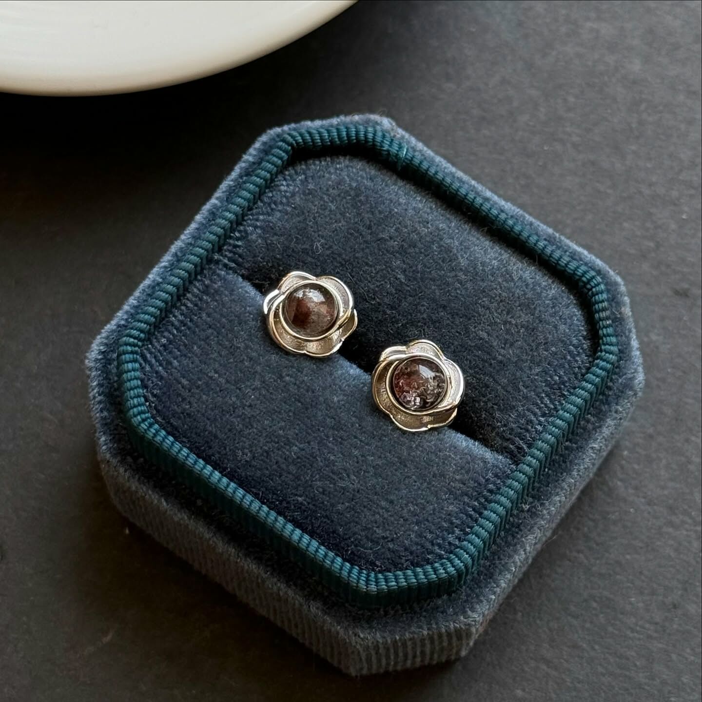 [原石] 幽靈水晶 925銀耳環