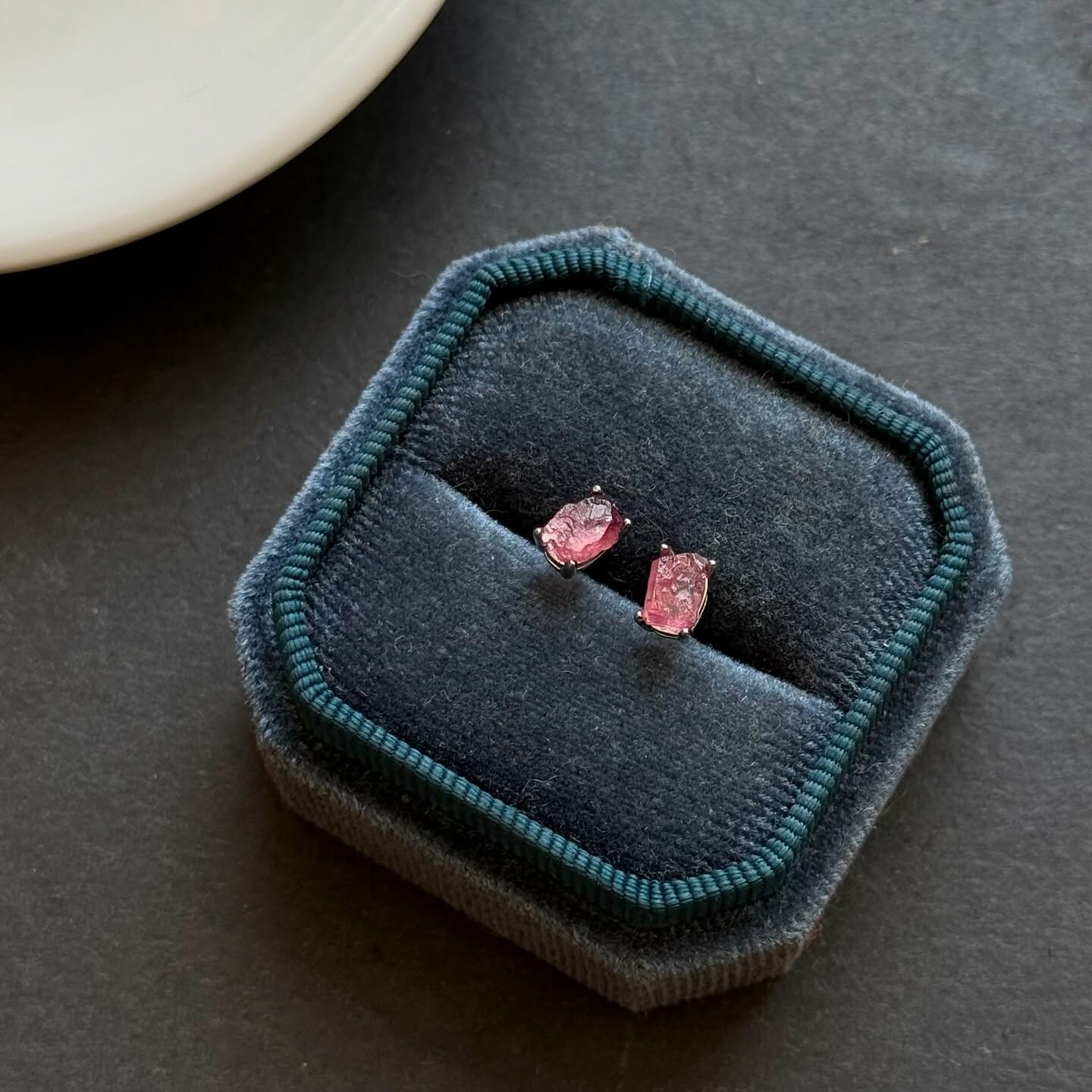 [原石] 西瓜碧璽 原礦 925銀耳環 水晶耳環