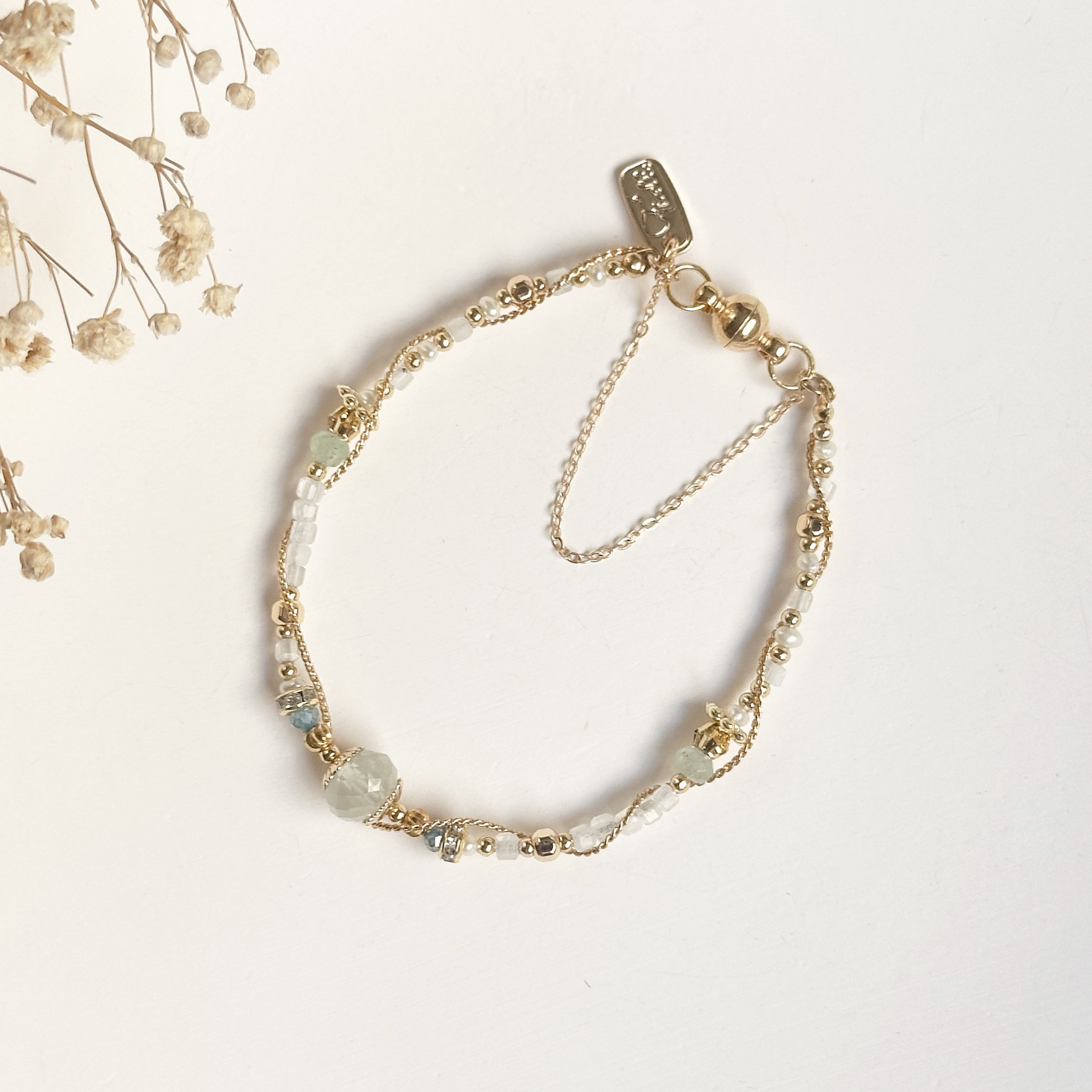 生日花 • 貳月肆 • 羊齒 – 葡萄石 – 手鍊