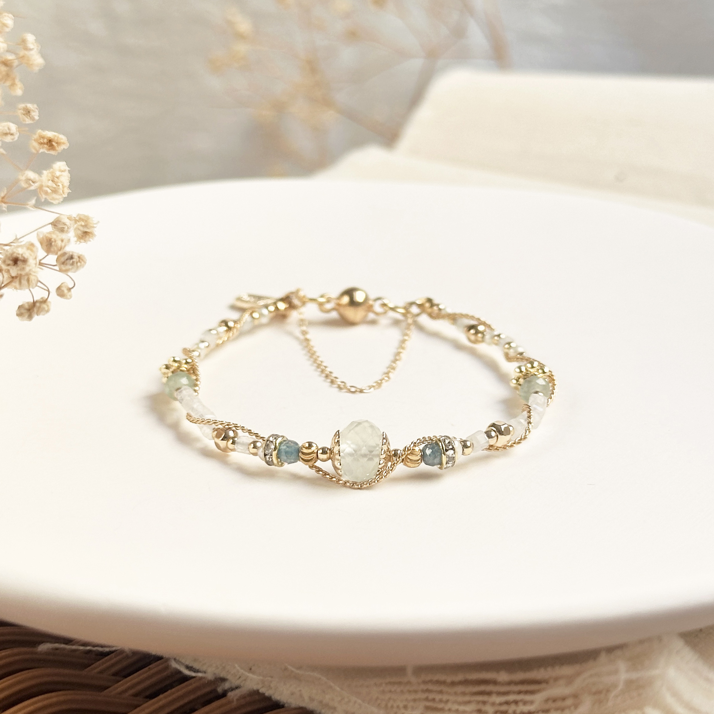 生日花 • 貳月肆 • 羊齒 – 葡萄石 – 手鍊