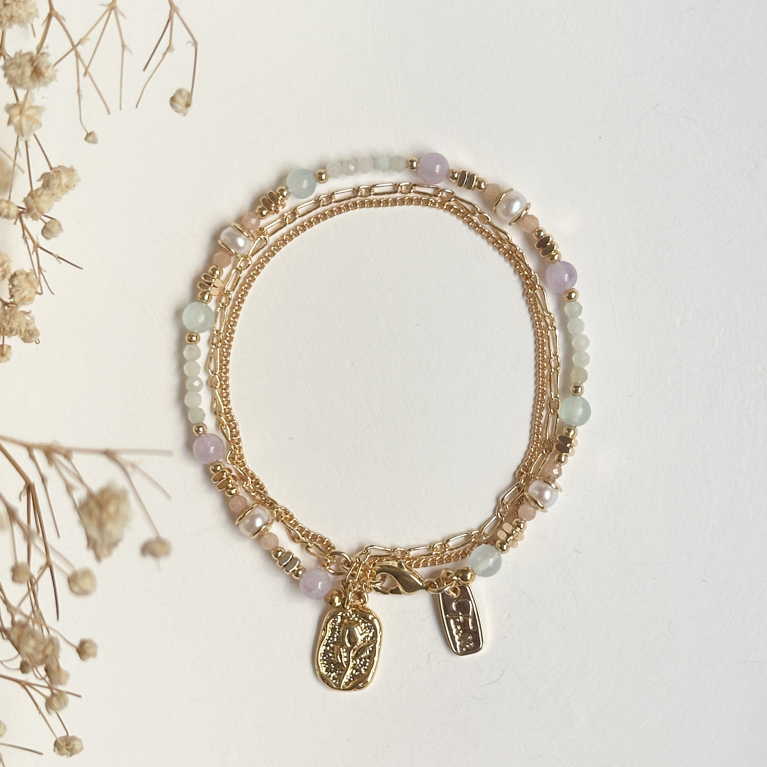 生日花 • 肆月貳伍 • 鬱金香 – 海藍紫水晶 – 手鍊