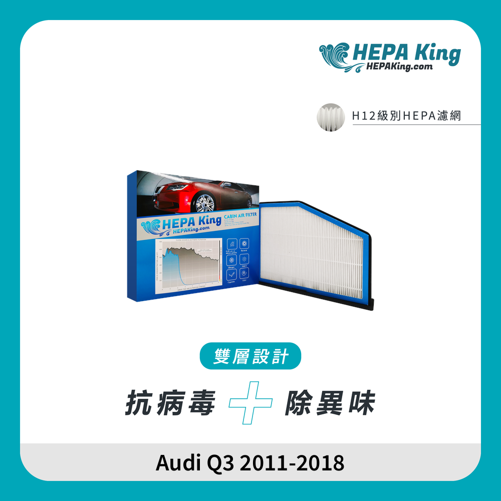 HEPA KING Audi Q3 2011 - 2018 HEPA + 蜂窩納米礦晶 冷氣濾網