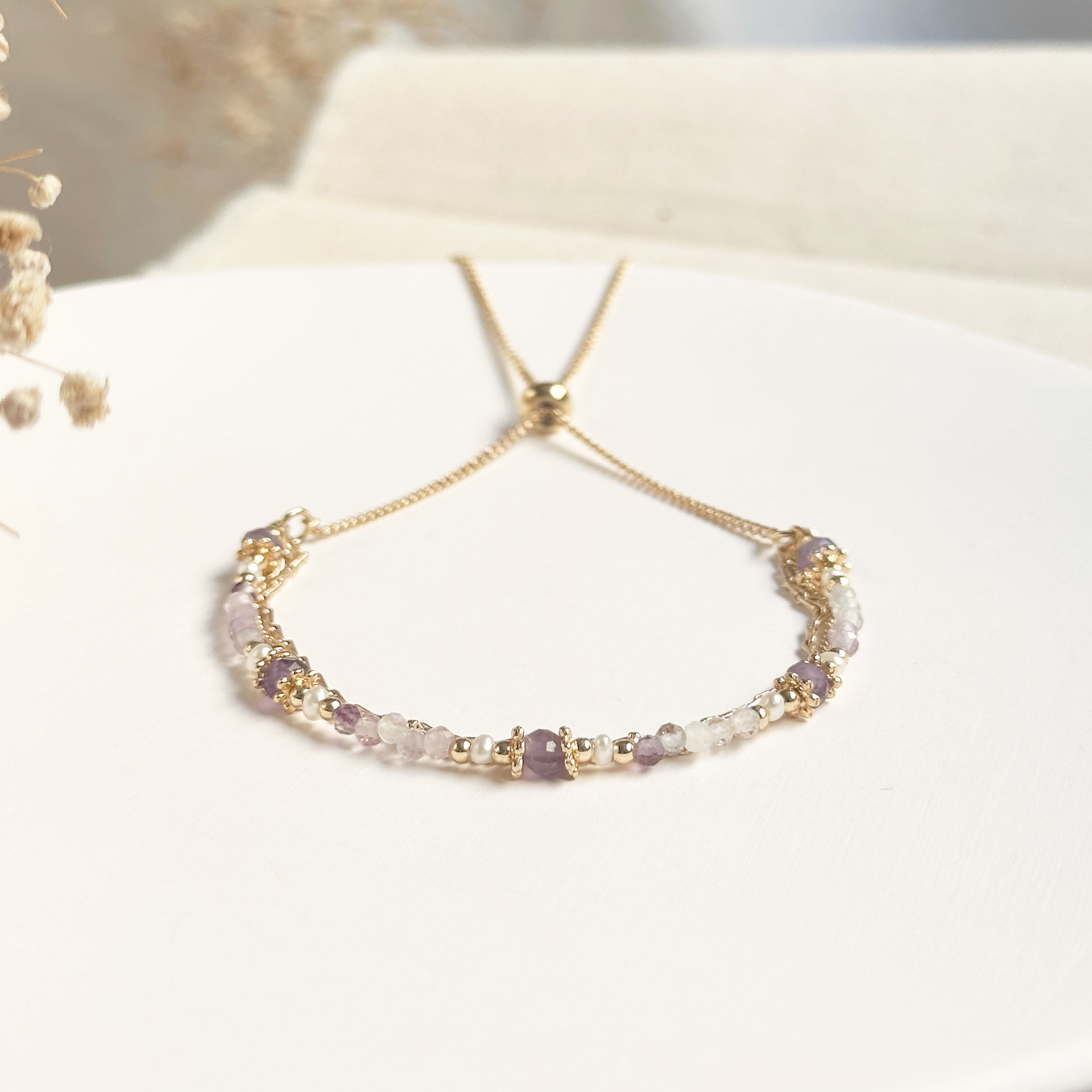 生日花 • 柒月貳拾 • 隨意草 – 紫水晶 – 手鍊