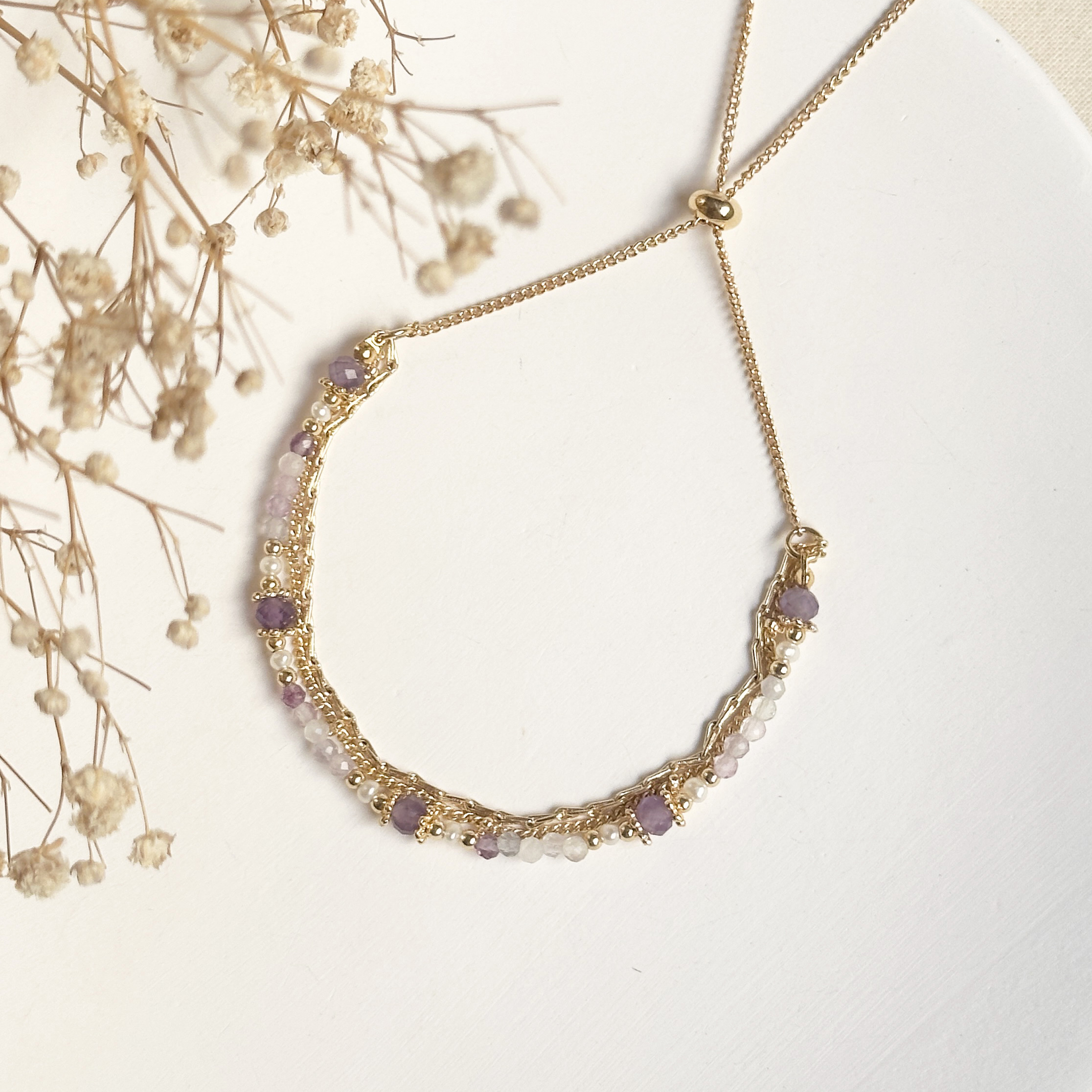 生日花 • 柒月貳拾 • 隨意草 – 紫水晶 – 手鍊