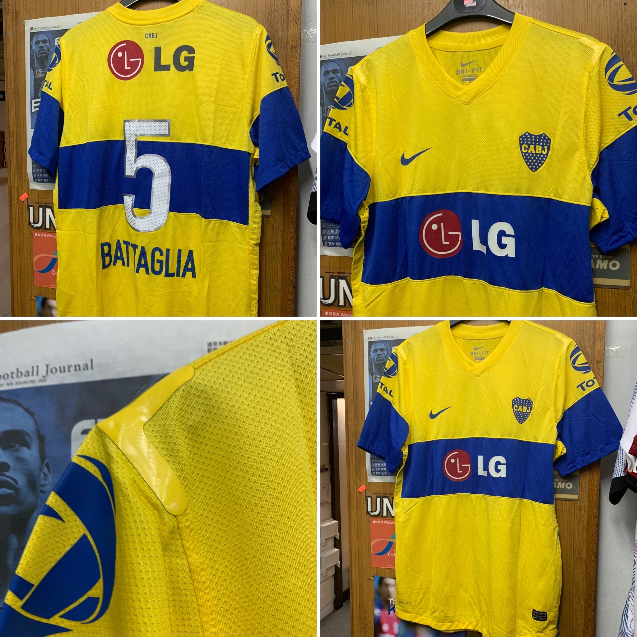 2011 Boca Juniors Authentic Away Shirt with 5 BATTAGLIA [Used, XL 90% New]