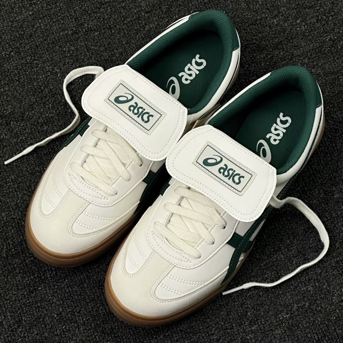 ASICS AARON 2.0 米白綠 奶油白 焦糖底 大鞋舌 翻蓋鞋舌 休閒 復古 1203A720-750