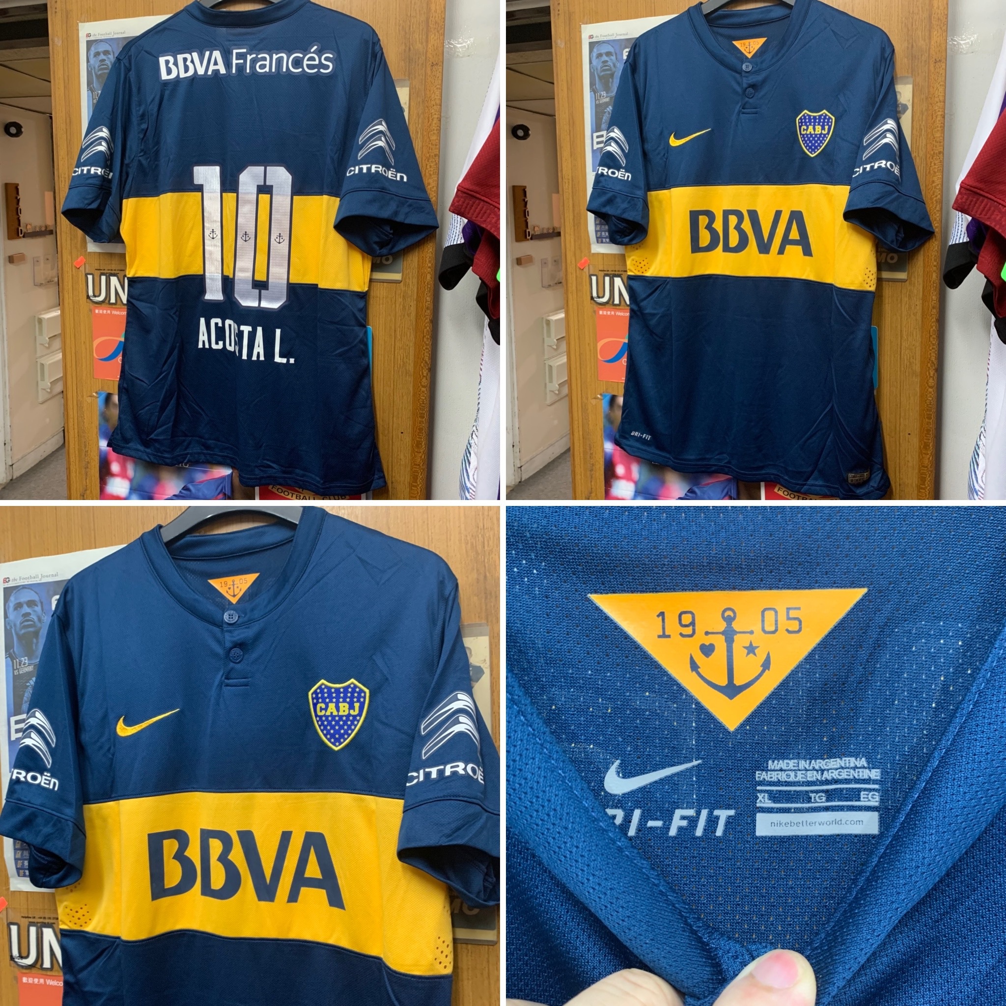 2014 Boca Juniors Authentic Match Home Shirt with 10 ACOSTA [Used, XL 90% New]