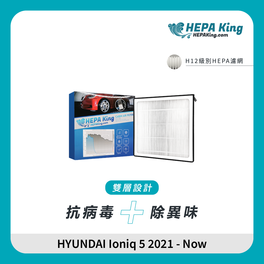 HEPA KING HYUNDAI Ioniq 5 2021 - Now HEPA + 蜂窩納米礦晶 冷氣濾網