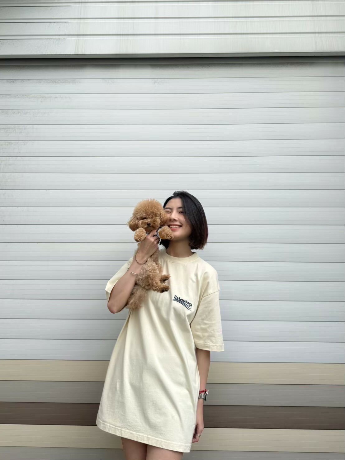 現貨6折 BALENCIAGA 絕版米白刺繡可樂Logo短袖 T