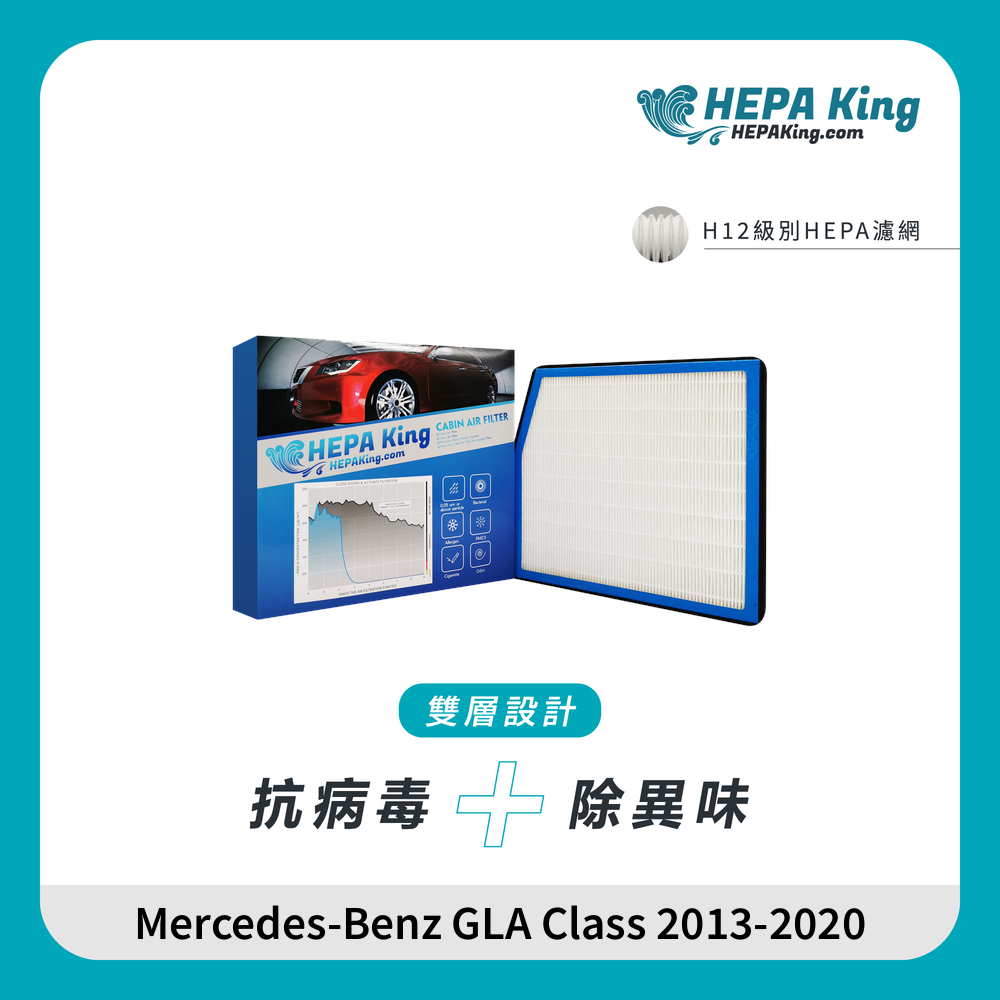 HEPA KING Mercedes-Benz GLA Class 2013-2020 HEPA + 蜂窩納米礦晶 冷氣濾網