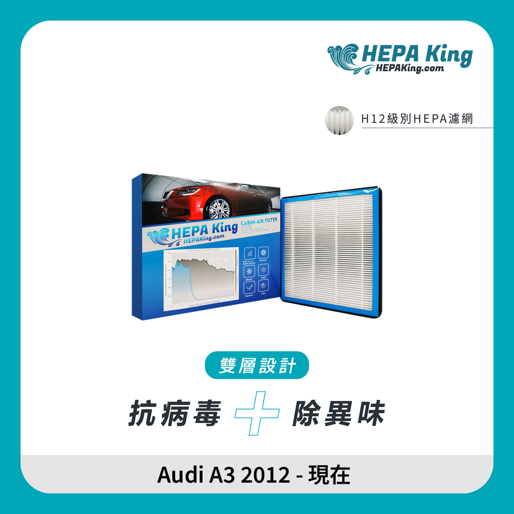 HEPA KING Audi A3 2012 - 現在 HEPA + 蜂窩納米礦晶 冷氣濾網