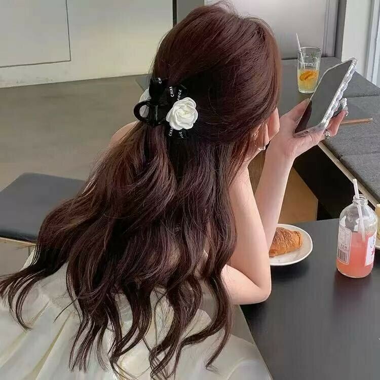 G08山茶花字母蝴蝶結鯊魚夾