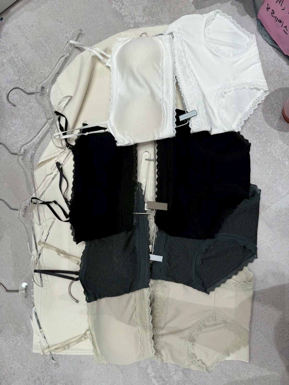 FL4248 平口小蕾絲拼接打底內衣套裝