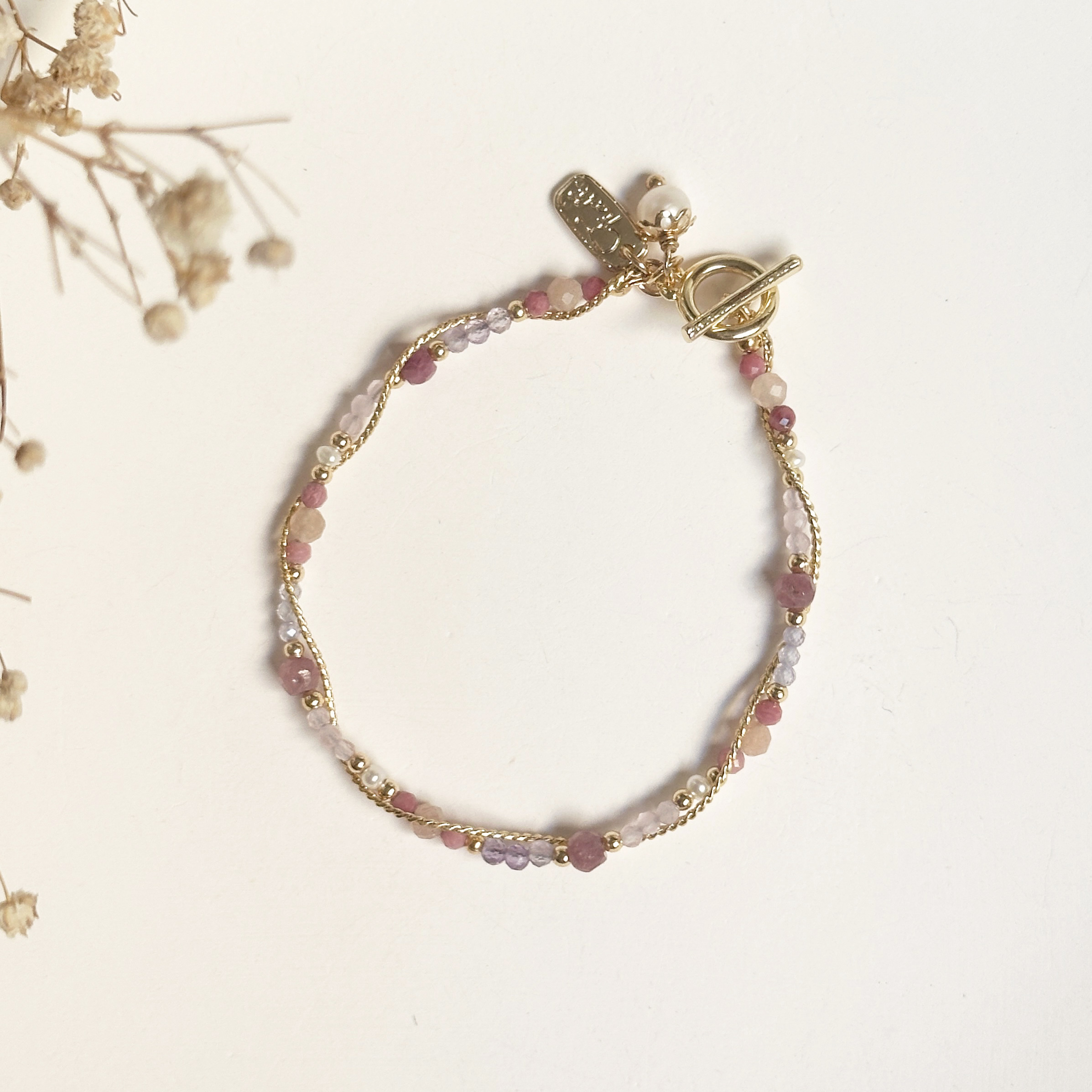 生日花 • 捌月參拾 • 根希百合 – 粉碧璽 – 手鍊