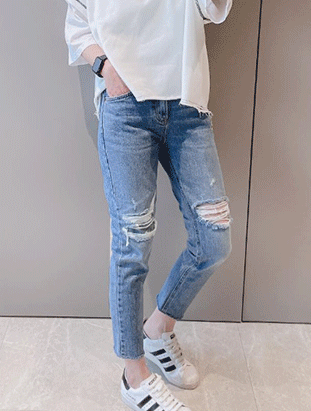 春夏新款/後鬆緊割破男友褲 MANIFEST正韓🇰🇷