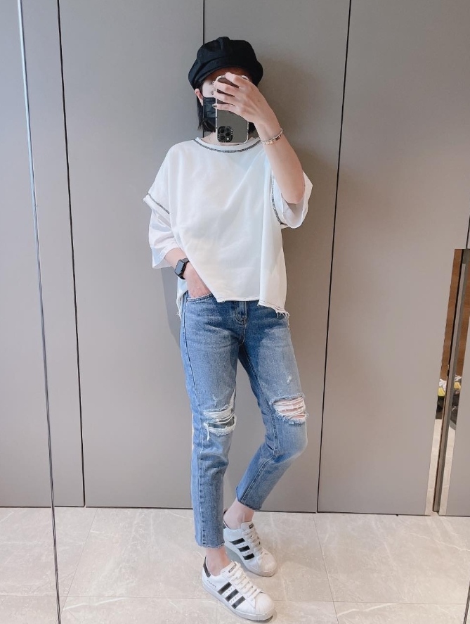 春夏新款/後鬆緊割破男友褲 MANIFEST正韓🇰🇷