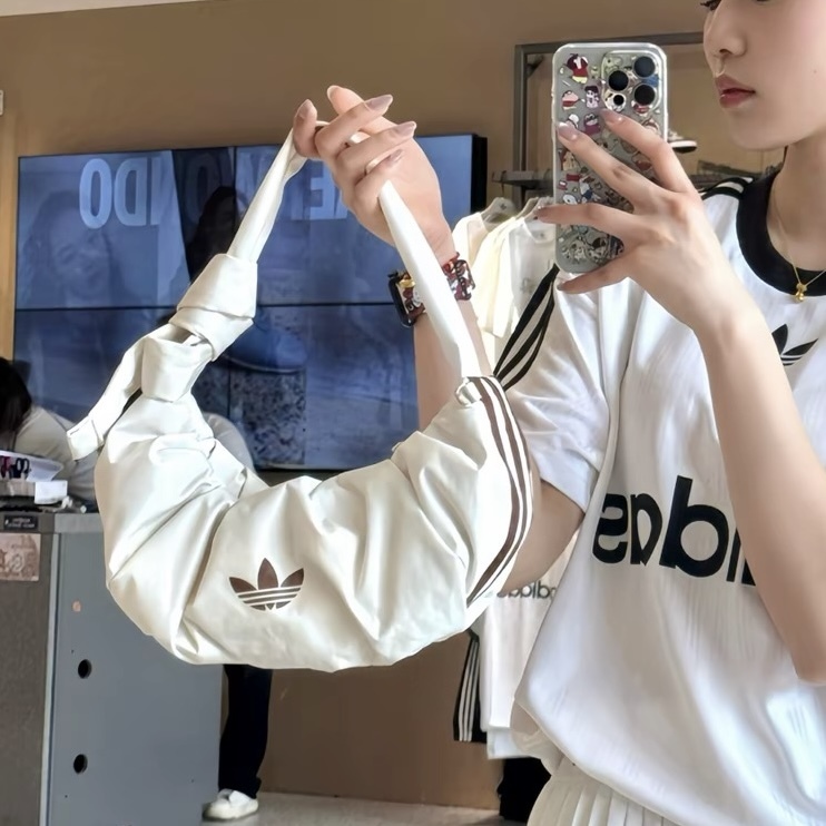 ADIDAS 皺摺 牛角雲朵包 米白 泰奶  單肩包 手提包 KA9267