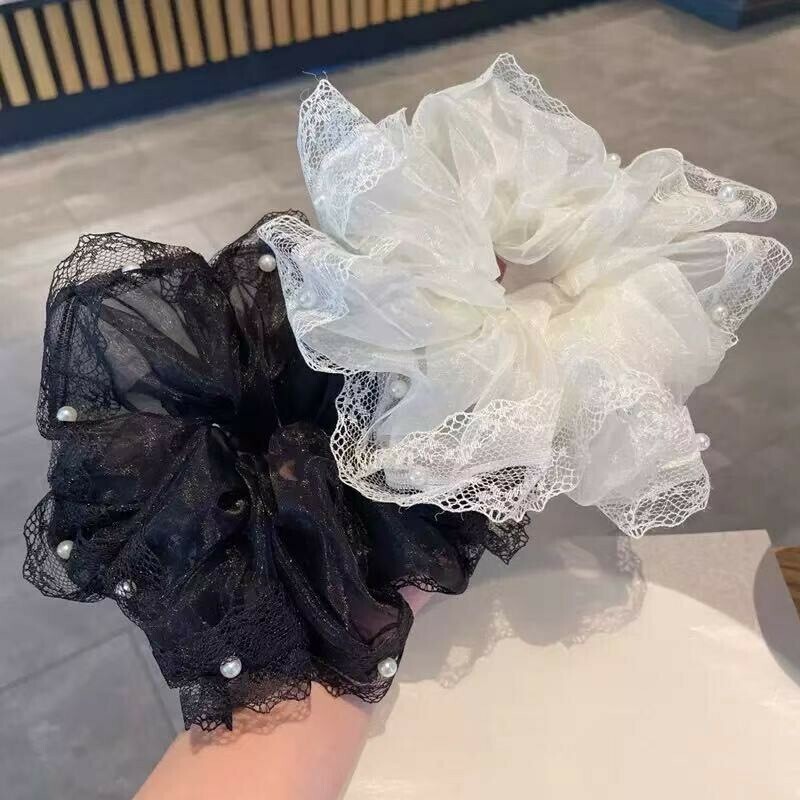 G26法式蕾絲珍珠大腸髮圈