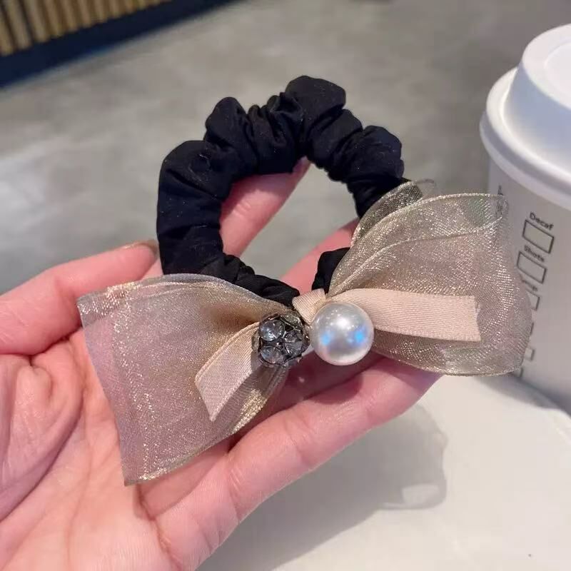 G18網紗蝴蝶結珍珠髮圈
