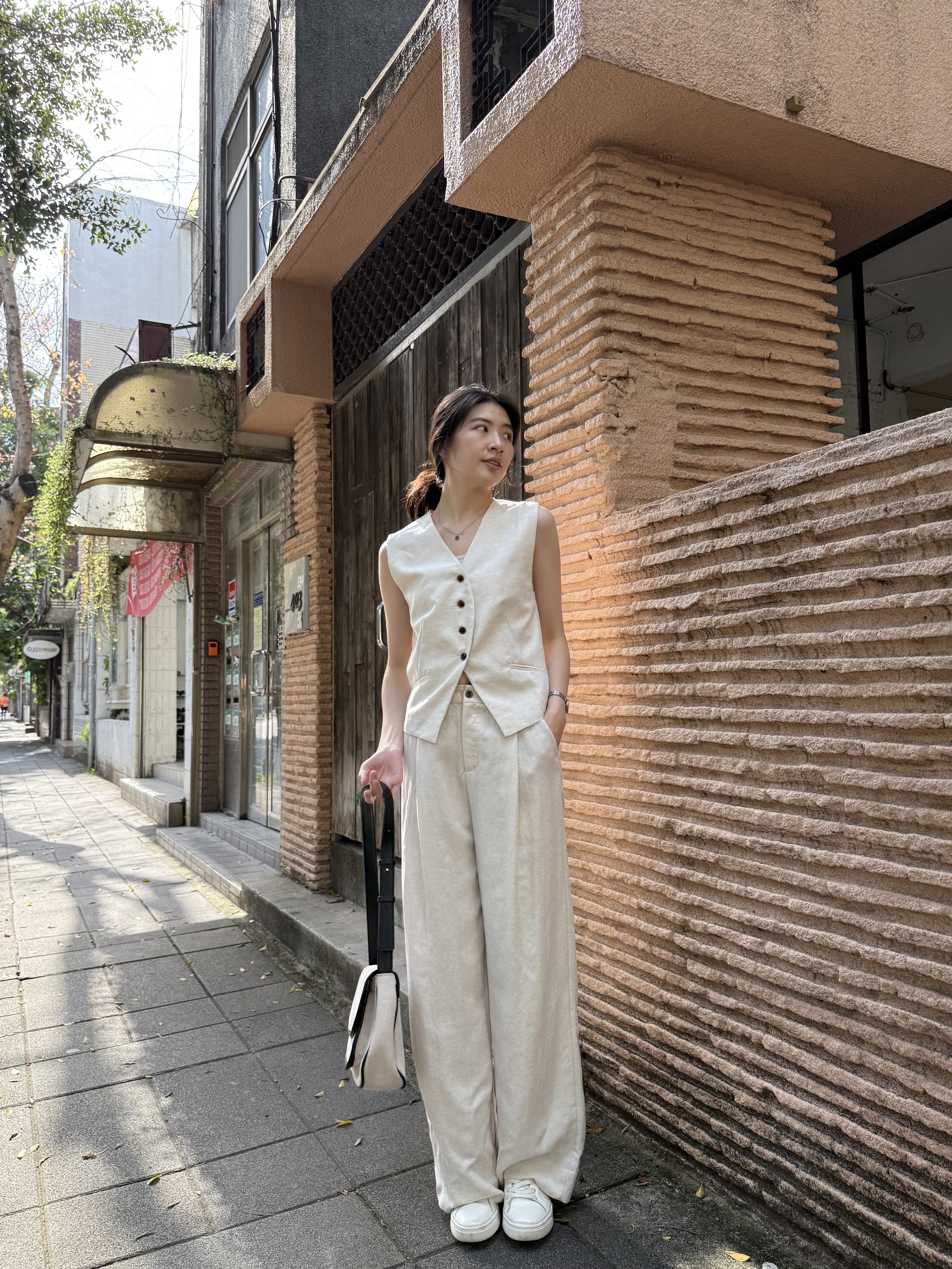 棉麻背心長褲套裝