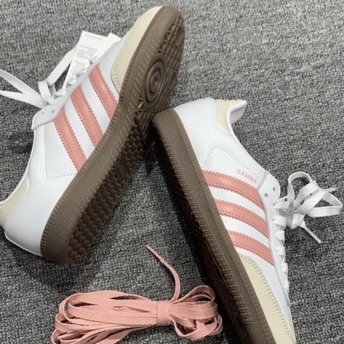 ADIDAS SAMBA OG 蜜桃粉 粉白 米白粉 焦糖底 休閒 女鞋 JI2677