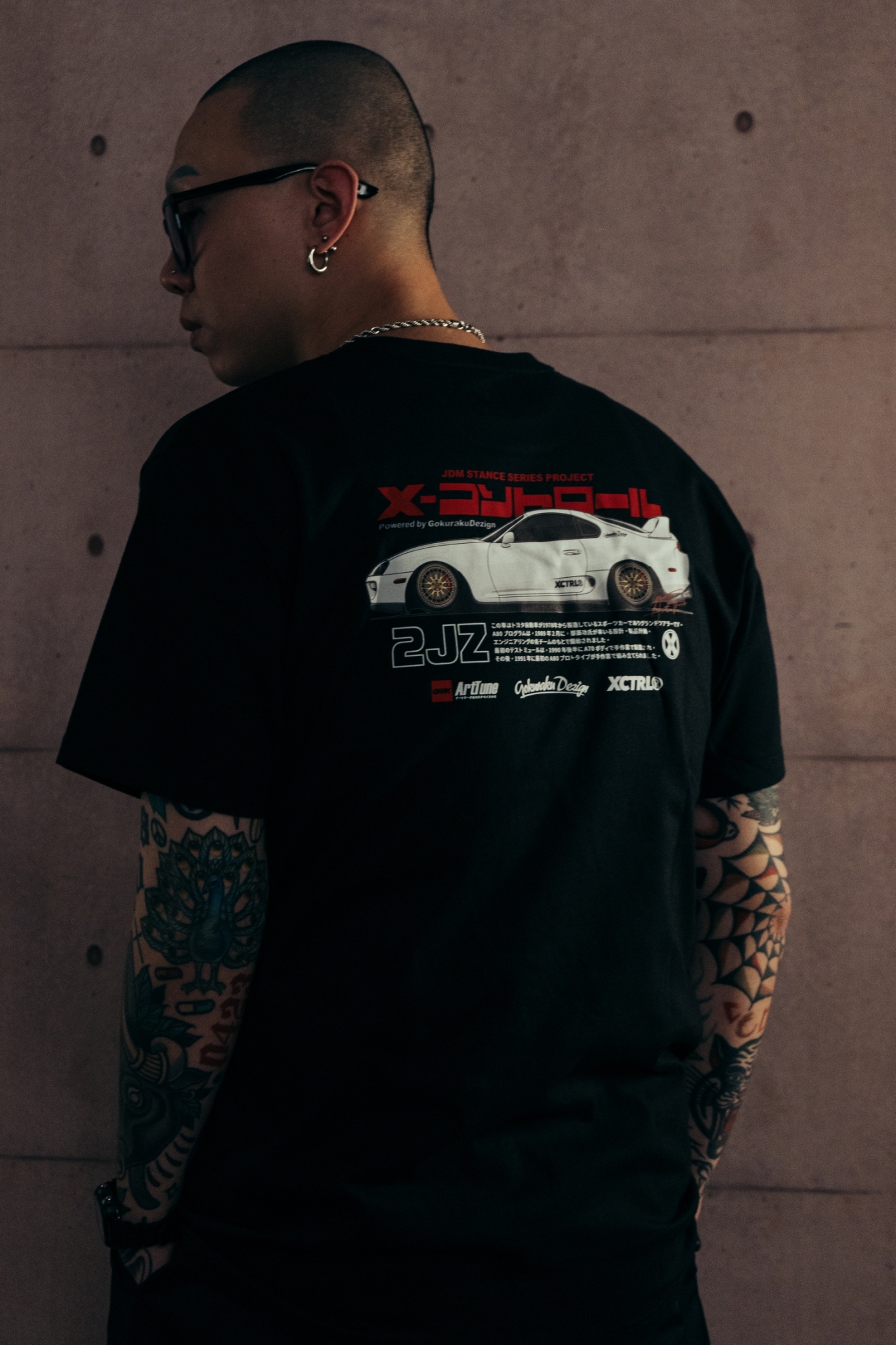 XCTRL x Gokuraku 極楽聯名JDM 2JZ短T-黑