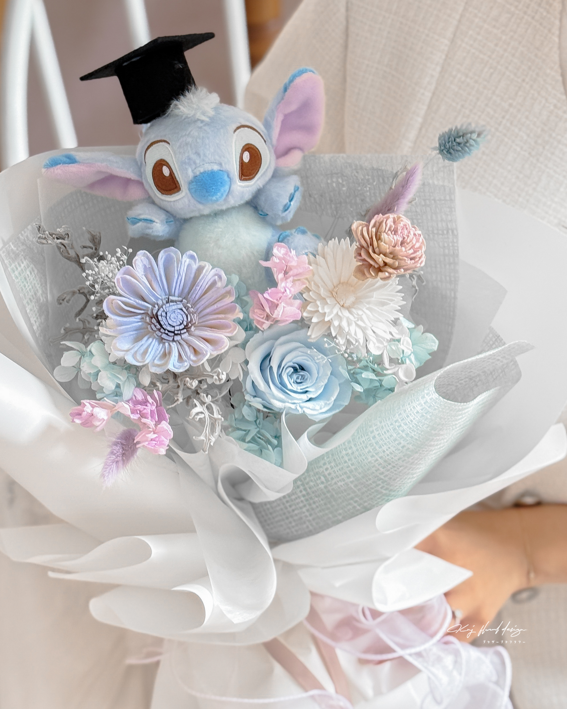 史迪奇畢業永生花束