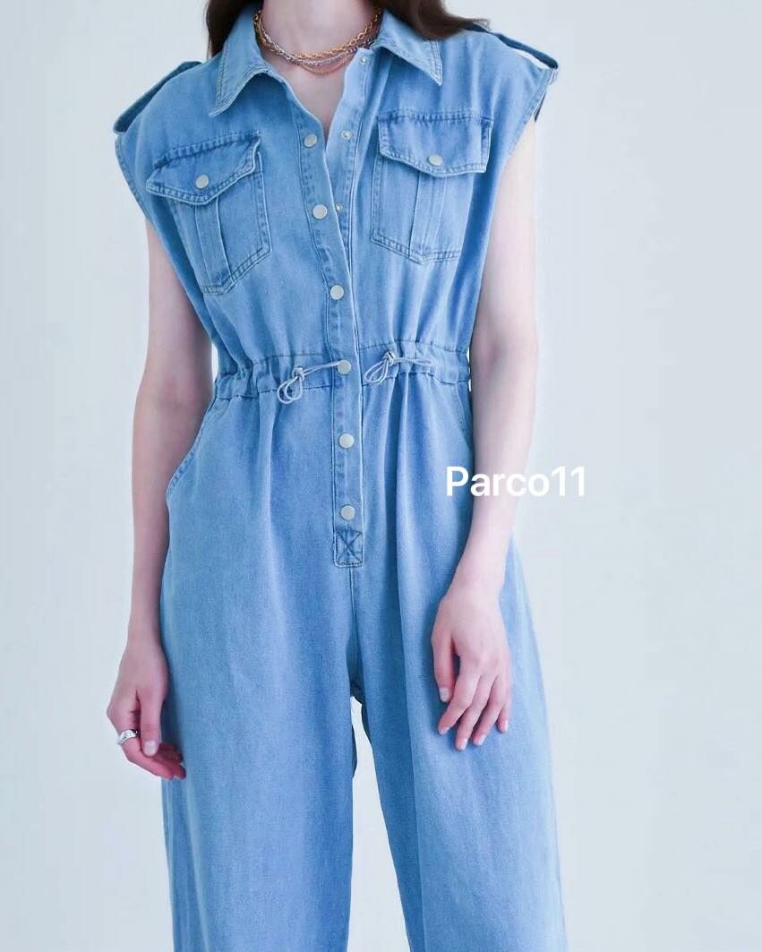 【顯瘦又顯高的丹寧工裝風連身褲】（現貨）