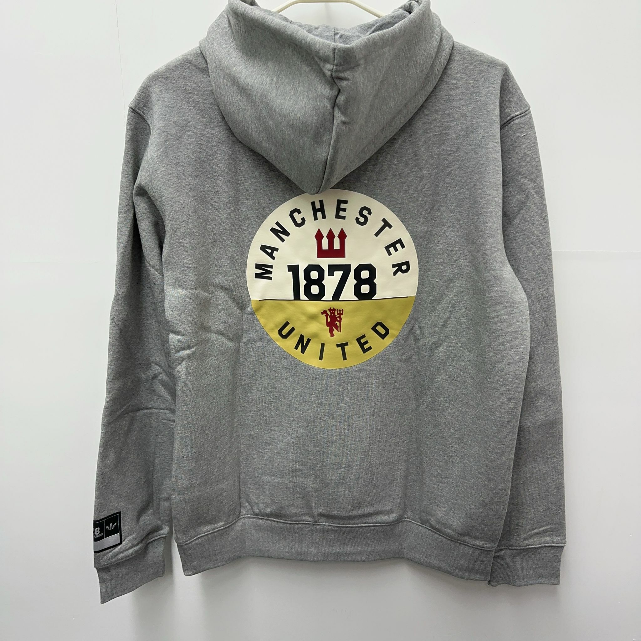 曼聯Adidas三葉灰色有帽衛衣