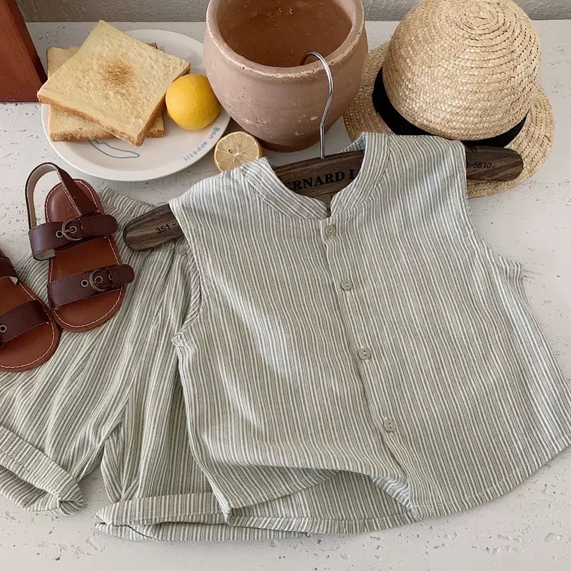 涼爽直條背心套裝